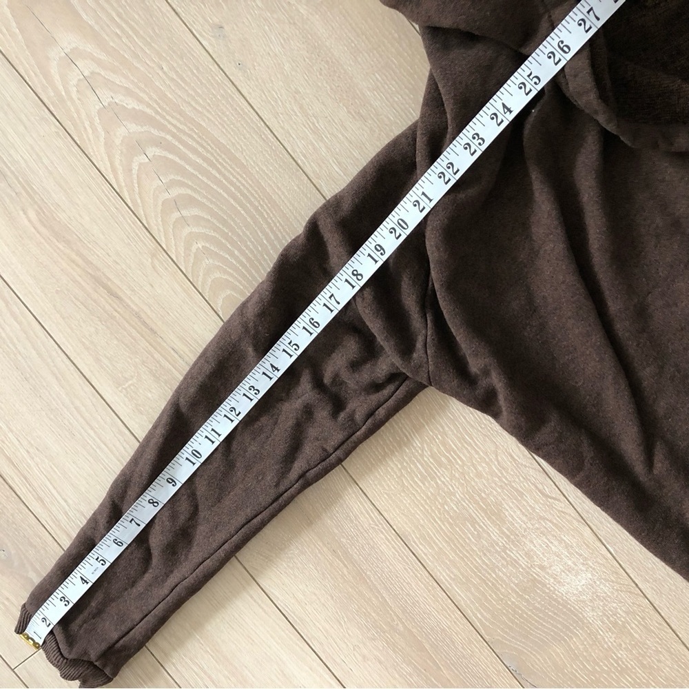 Aritzia Wilfred Free Rousseau Zip Hooded Sweatshirt Snaps in Brown Size L - Picture 9 of 11